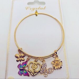 Bracelet Butterfly Crystal in gold tone! PRETTY!